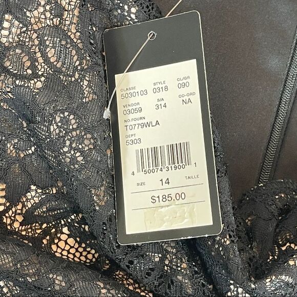 NWT London Times Dress Lace Cowl Neck Cocktail Midi Women's Black Size14W - Picture 5 of 12